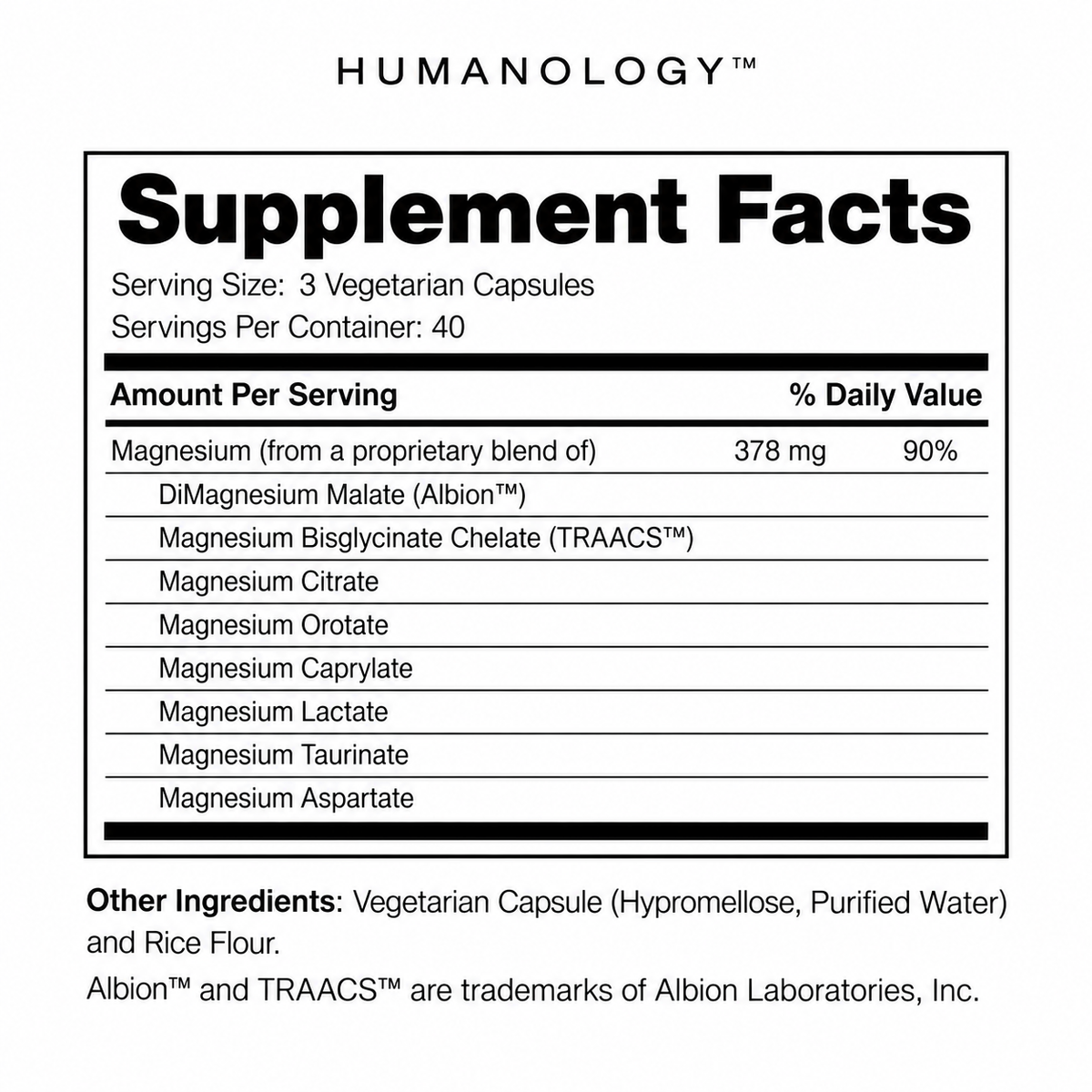 Full Spectrum Magnesium System – 8 Forms, 378mg per Serving | Humanology